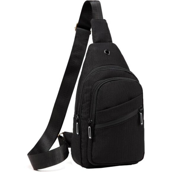 New Black / White Small Sling Backpack Chest Daypack Crossbody Bag